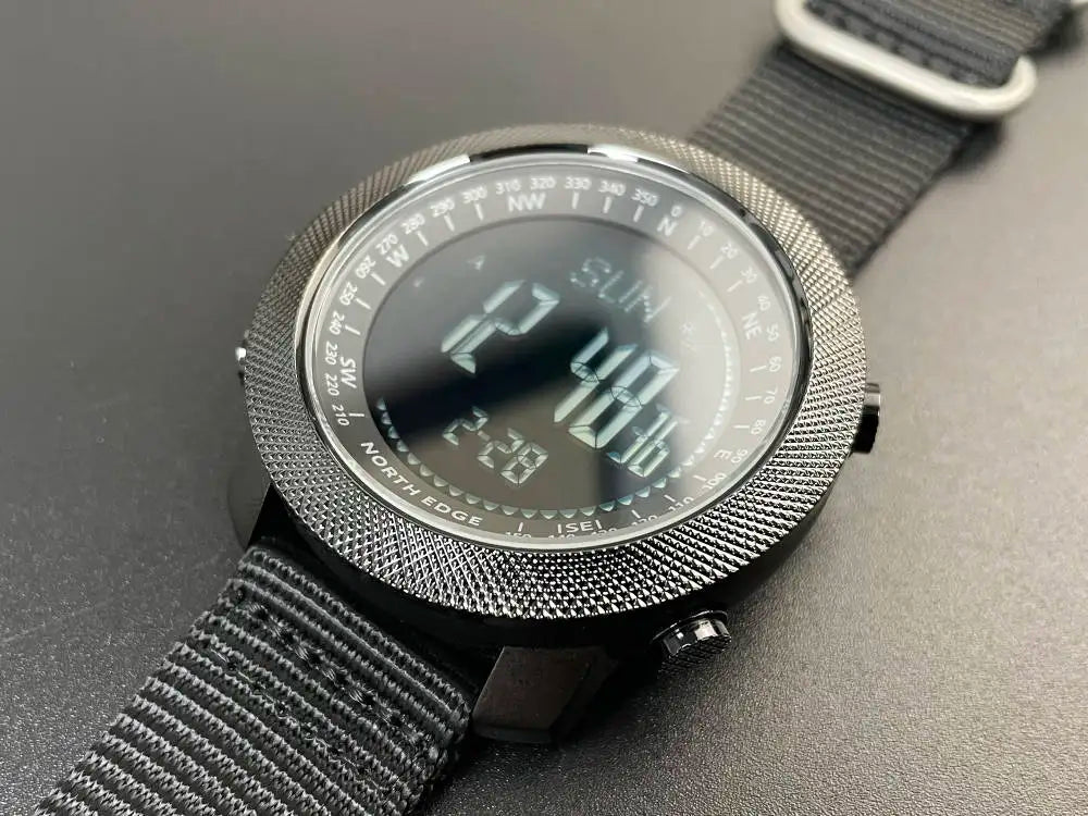 North Edge Apache Men's Sport Watch Full Metal Watch Case Nylon Band Outerdoor Digital Waterproof 50M Watch
