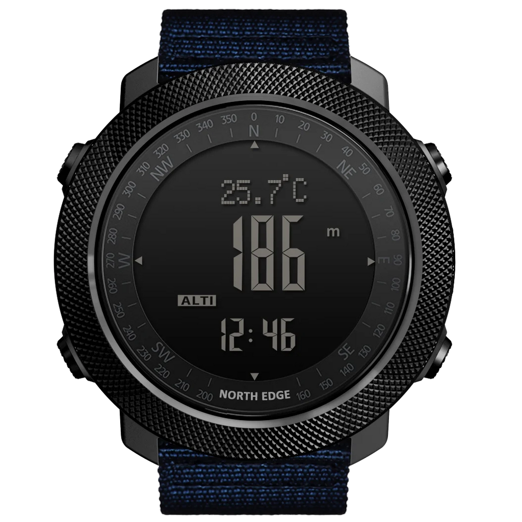 North Edge Apache Men's Sport Watch Full Metal Watch Case Nylon Band Outerdoor Digital Waterproof 50M Watch