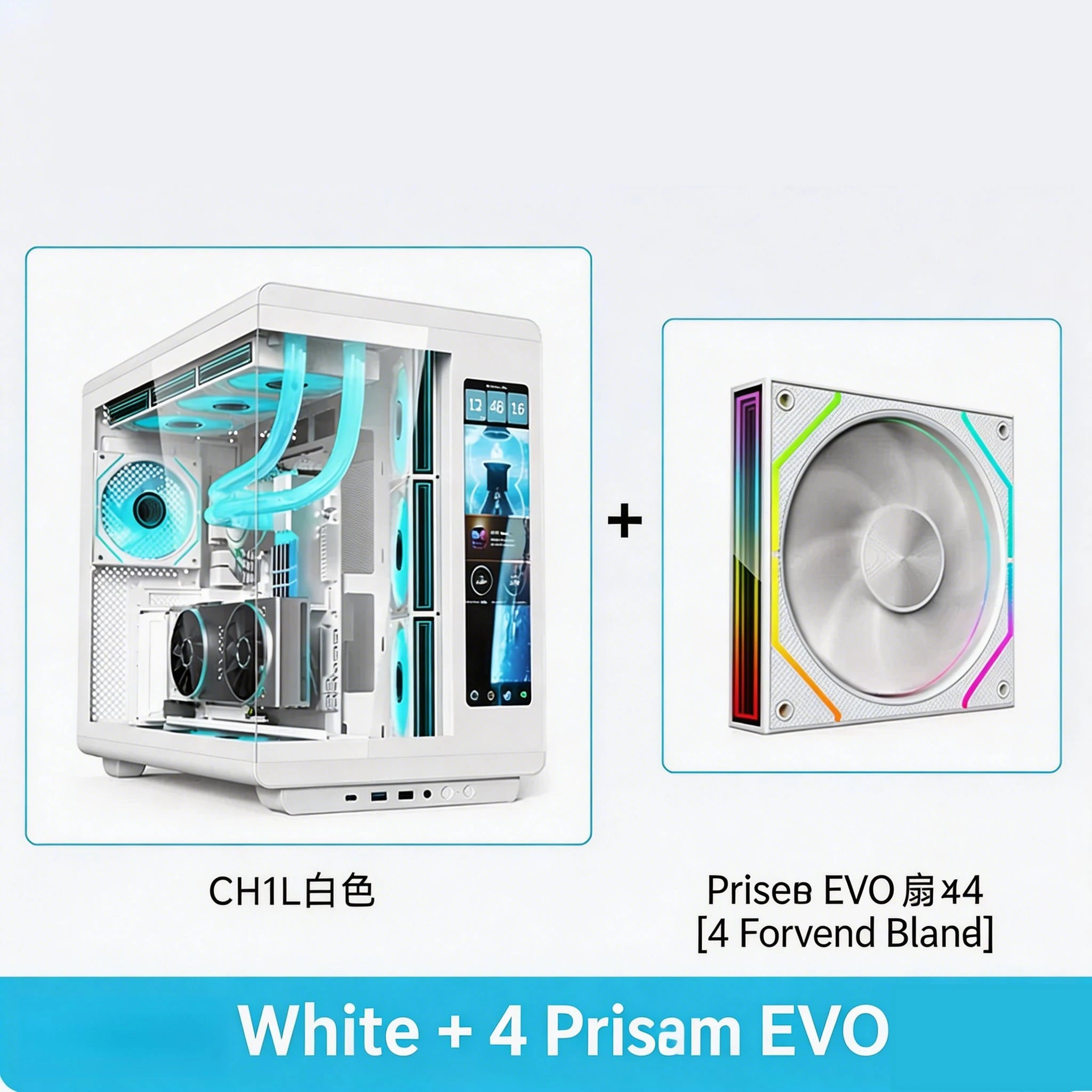 4 RGB Fans Included Gaming PC Case with LCD Screen, ATX MATX Tempered Glass, Supports 400mm GPU 360 Liquid Cooler