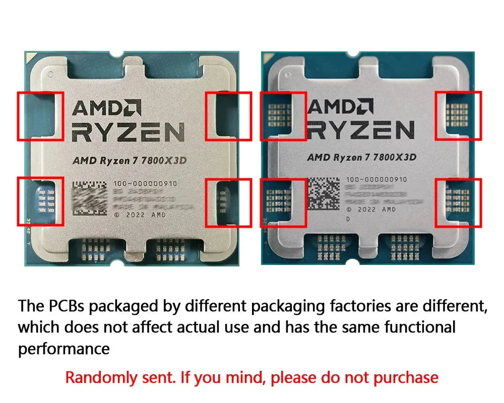 AMD Ryzen 7 7800X3D 8-Core 16-Thread DDR5 5NM 4.2GHz Socket AM5 R7 7800X3D Processor L3=96M 120W No Fan