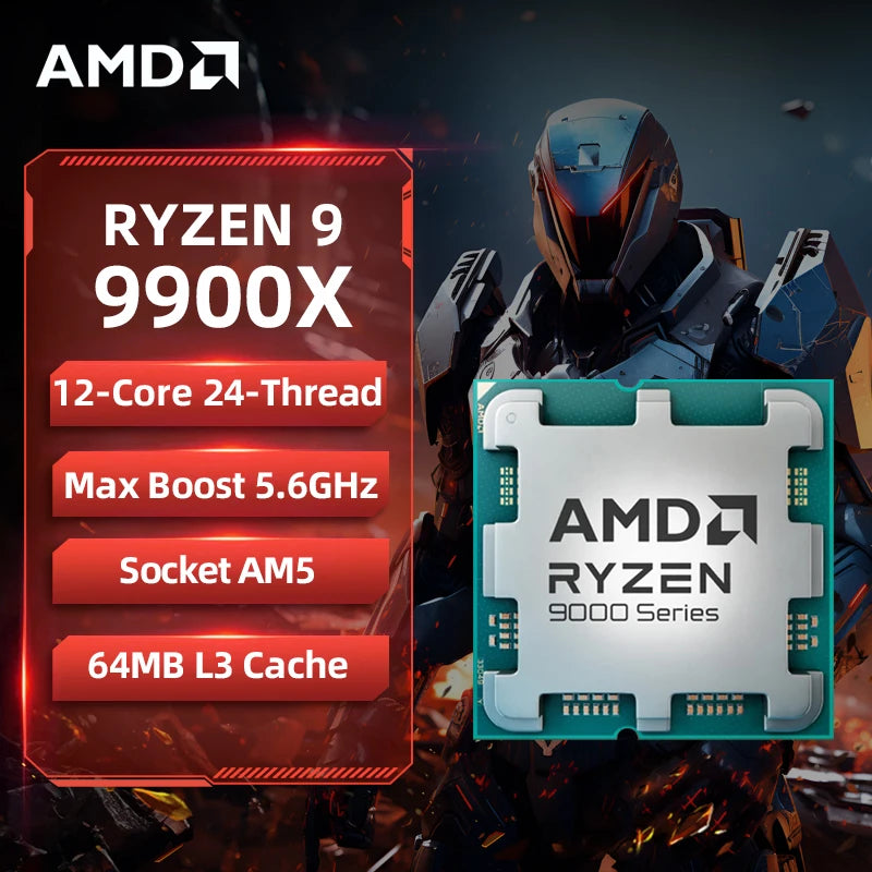 AMD Ryzen 9 9900X Game CPU R9 9900X Up to 5.6GHz 12-Core 24-Thread Socket AM5 Desktop Gaming Processor without Package