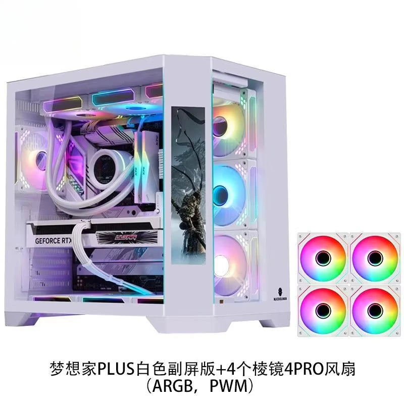 4 RGB Fans Included Gaming PC Case with LCD Screen, ATX MATX Tempered Glass, Supports 400mm GPU 360 Liquid Cooler