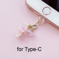 1PC For Phone/Type-C Interface Cute Pink Lily Of The Valley Phone Charm Flower Green Leaf Dust Plug DIY Accessories