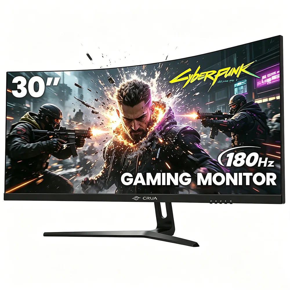 CRUA 30 zoll Curved Gaming Monitor ,200Hz 1500R Computer Monitor FHD (2560x1080P) VA ,Ultra-Thin Zero Frame Computer Display for Home Office Business